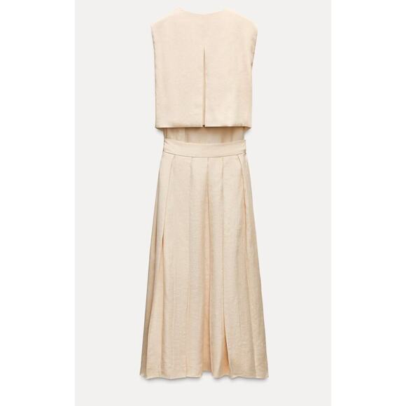 Nwt- Zara DRESS WITH PLEATED BACK ZW COLLECTION-XS - Picture 4 of 8